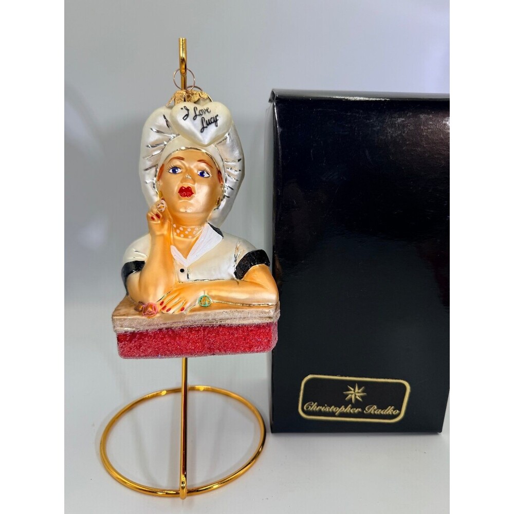 Christopher Radko 1997 I Love Lucy Candy Maker Glass Christmas Ornament Box Tag